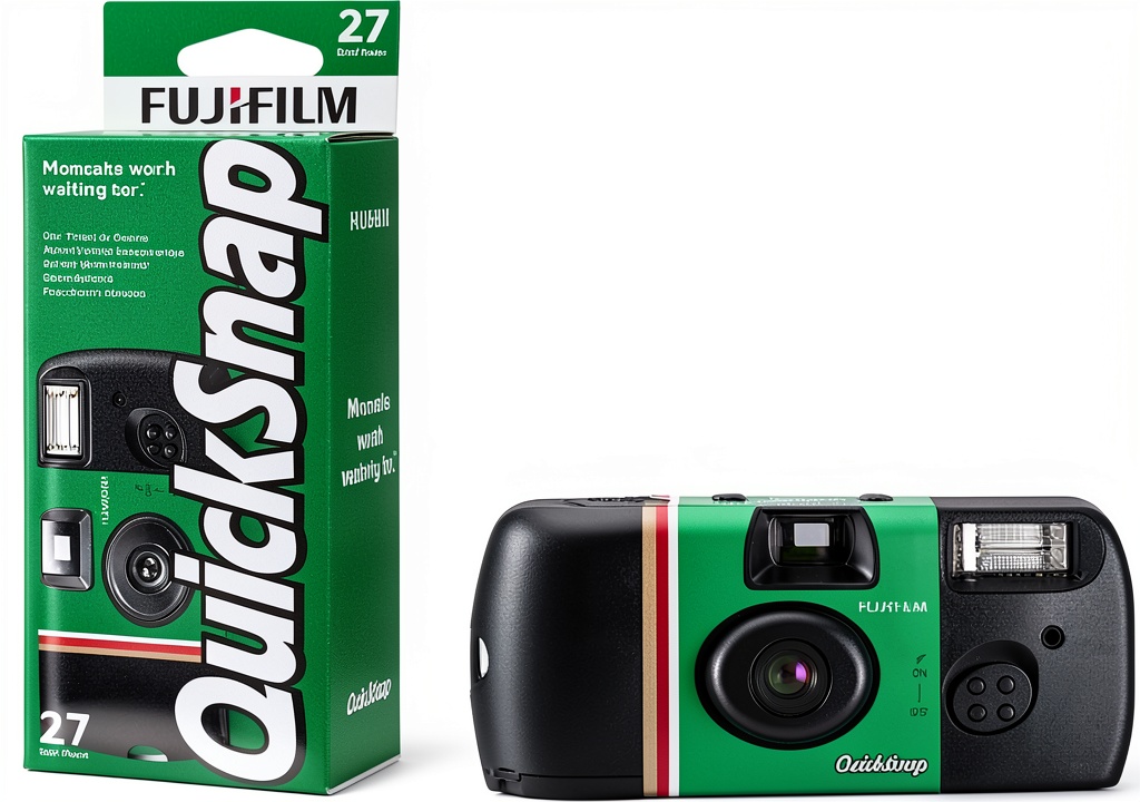 Unboxing Fujifilm Single-Use Film Camera 400 Speed on a wooden tabletop