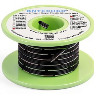 BNTECHGO 30 Gauge Silicone Ribbon Cable Flexible 4P Black 50 ft Flat Cable 30 AWG Stranded Tinned Copper Wire-0