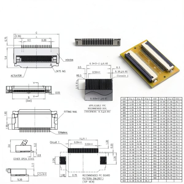 0.5mm FFC FPC Connector Ribbon Cable Connector Kit,Extend Adapter ffc-fpc 4P 6P 8P 10P 12P 14P 16P 20P 30P 40P PCB Converter Board,150mm Length Flexible Flat Cable A Type (SH-0.5-SS-E)-3