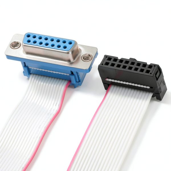uxcell IDC Wire Flat Ribbon Cable DB15 Female to FC-16 Female Connector 2.54mm Pitch 50cm Length 2pcs-4