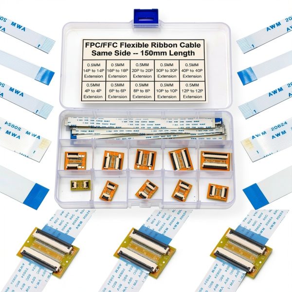 0.5mm FFC FPC Connector Ribbon Cable Connector Kit,Extend Adapter ffc-fpc 4P 6P 8P 10P 12P 14P 16P 20P 30P 40P PCB Converter Board,150mm Length Flexible Flat Cable A Type (SH-0.5-SS-E)-0